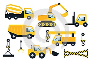 Construction icons set. Flat vector illustration