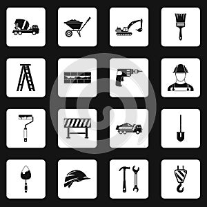 Construction icons set squares vector