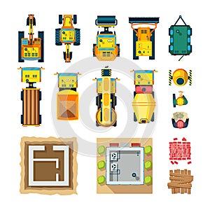 Construction Icons Set Top View