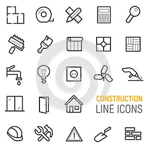 Construction icons set. Vector illustrations.