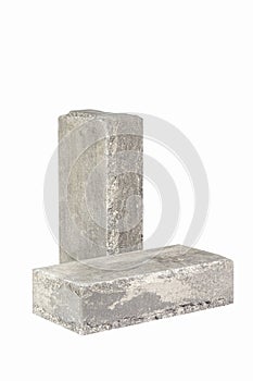 Construction Ideas. Artificially Aged Old Pair of White Bricks for Build Construction Isolated on White