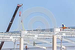 Construction Industrial Building Rigging Workmen High Beams Columns