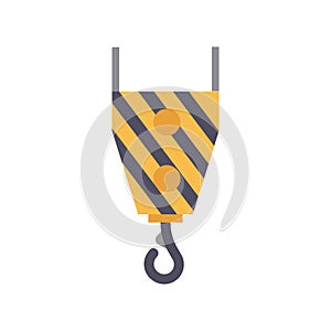 Construction industry hook icon and crane equipment illustration. Building heavy engineering symbol and industrial work tool.