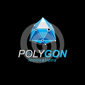 Construction industry logo. Abstract vector 3D mesh polygonal ob