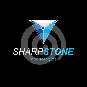 Construction industry logotype. Abstract vector 3D mesh polygonal object, science theme illustration.