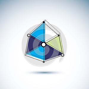 Construction industry logotype. Vector abstract 3D mesh object.