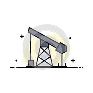 Construction, Industry, Oil, Gas  Business Flat Line Filled Icon Vector Banner Template