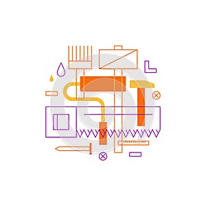 Construction instruments pattern and backdrop