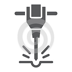 Construction jackhammer glyph icon, tool and repair, pneumatic hammer sign, vector graphics, a solid pattern photo