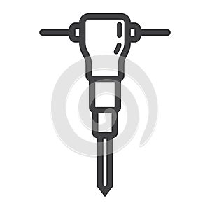 Construction jackhammer line icon, build repair