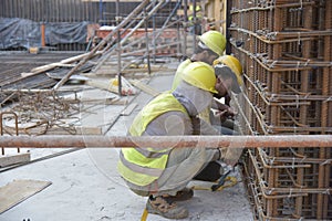 Construction workers at building Site