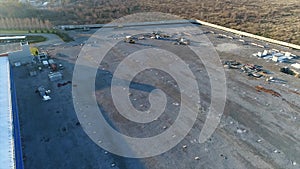 Construction of a large plant or factory, Industrial exterior, panoramic view from the air, Construction site, metal