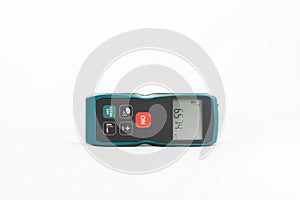 Construction laser range finder on a white background