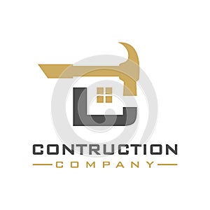 Construction logo design letter C