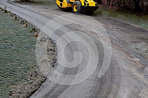 construction machinery completes the road from