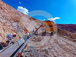 Construction machinery and concrete works in mining