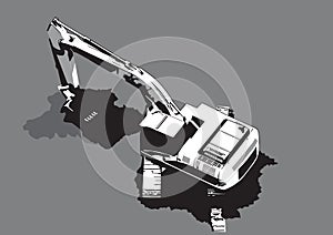 Construction machinery digging vector