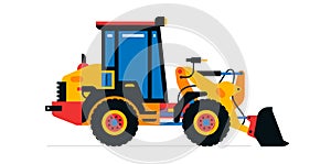 Construction machinery, front-end loader, tractor, excavator. Commercial vehicles for work on the construction site