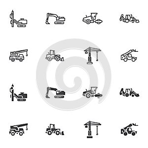 Construction machinery icon set