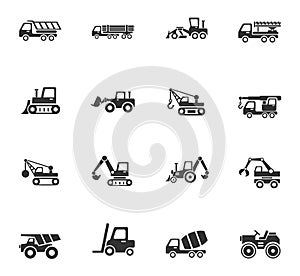 Construction machinery icon set