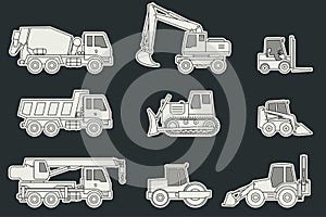 Construction machinery icons.