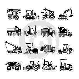 Construction machinery icons, truck icons