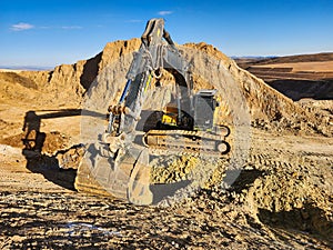 Construction machinery in the process of loading and transporting materials