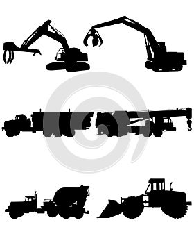 Construction machinery silhouettes