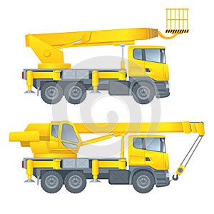 Construction machinery. Truck crane. Car cradle. Aerial platform