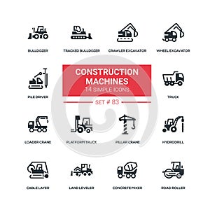 Construction machines - flat design style icons set