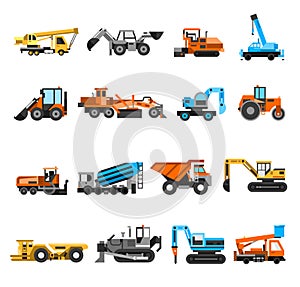 Construction Machines Icons Set