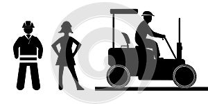 Construction male female disabled toilet silhouette illustration