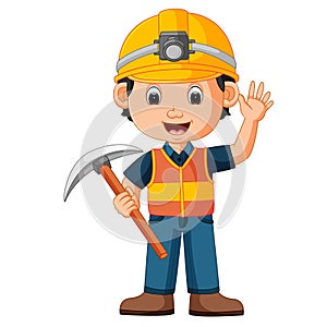 Construction man holding axe