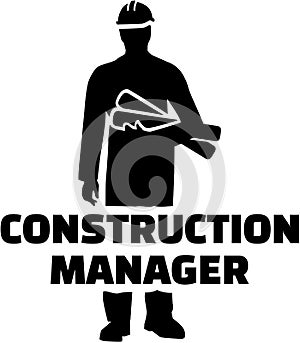 Construction manager silhouette with job title