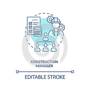 Construction manager turquoise concept icon
