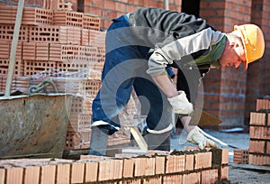 Construction mason worker bricklayer