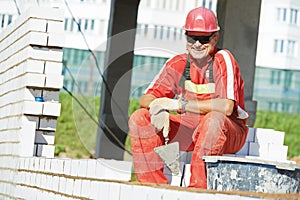 Construction mason worker bricklayer