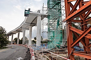 Construction of mass light rail transit track infrastructure in progress in Malaysia