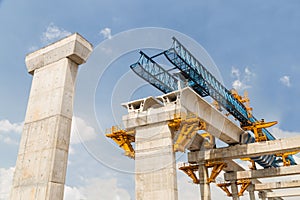 Construction of a mass rail transit line in progress