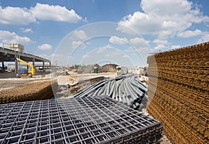 Construction material at building site