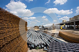 Construction material at building site