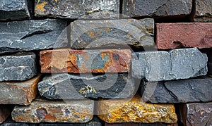 Construction materials, folded colored bricks for work.