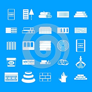 Construction materials icon blue set vector