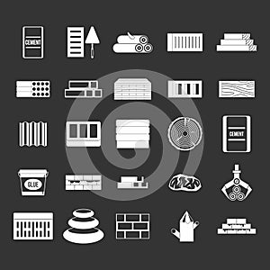 Construction materials icon set grey vector