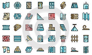 Construction materials icons set vector flat