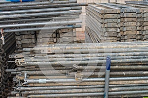 Construction materials piled up