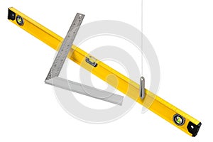 Construction measuring tools isolated