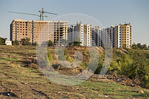 Construction of modern block of flats in a suburb