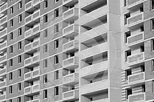 Construction of a multi-storey brick apartment house, black and white frame