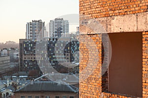 The construction of a multi-storey building.